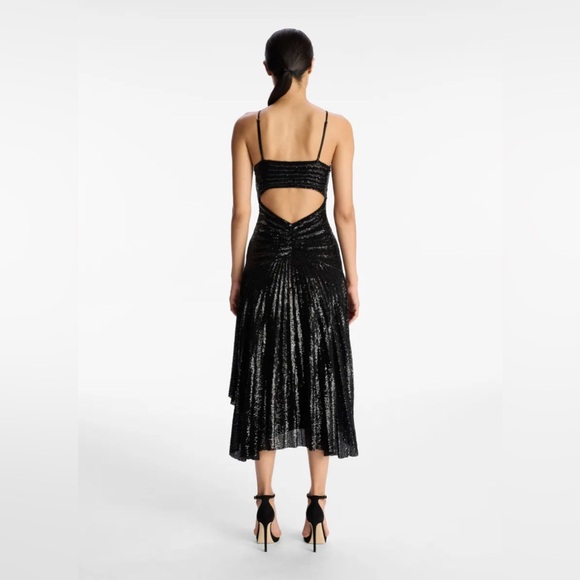 NWT A.L.C. Lou Black Sequined Keyhole Midi Dress Size 6 | Holiday | Party | NYE - Picture 5 of 6